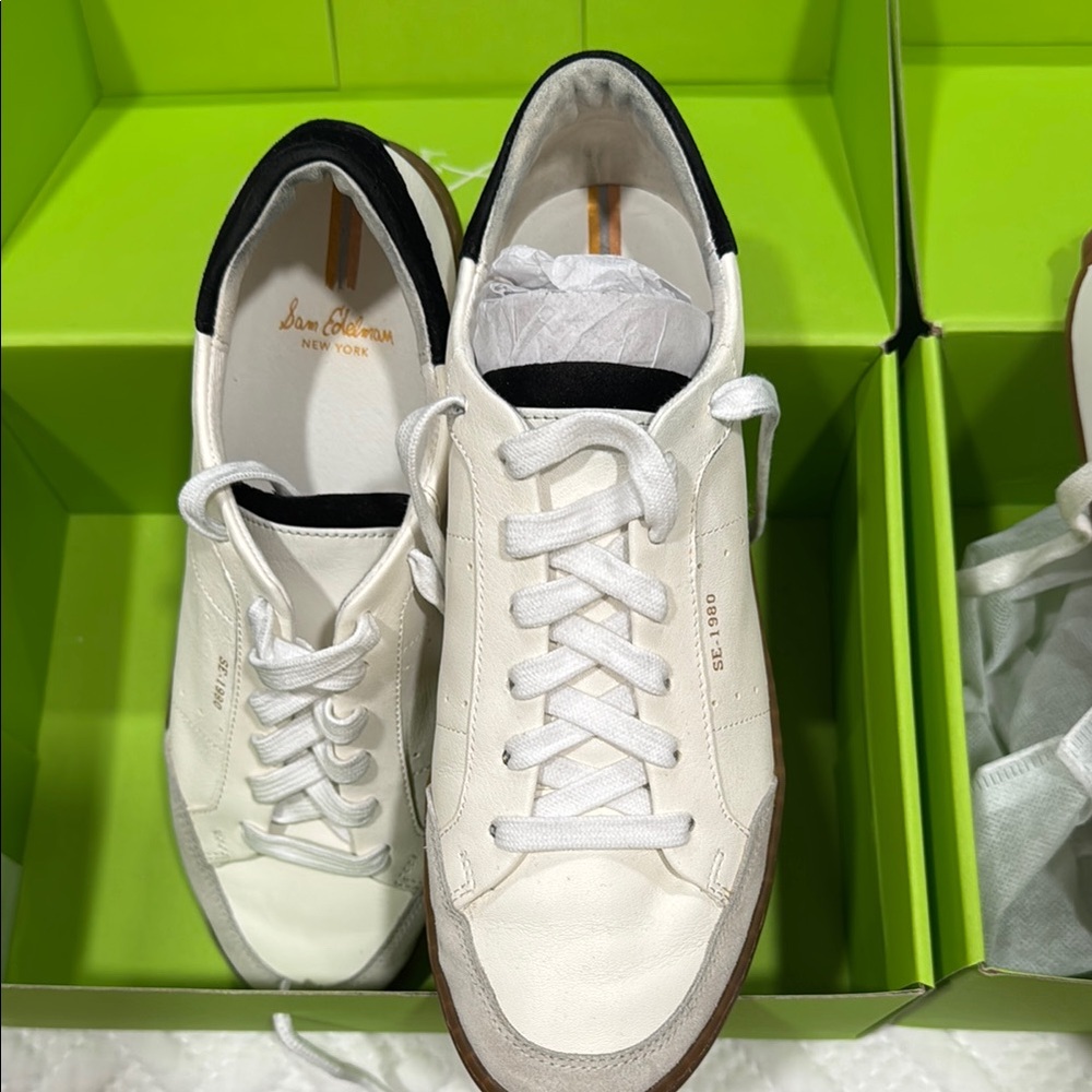 Sam Edelman White and Black Sneakers Classic Design